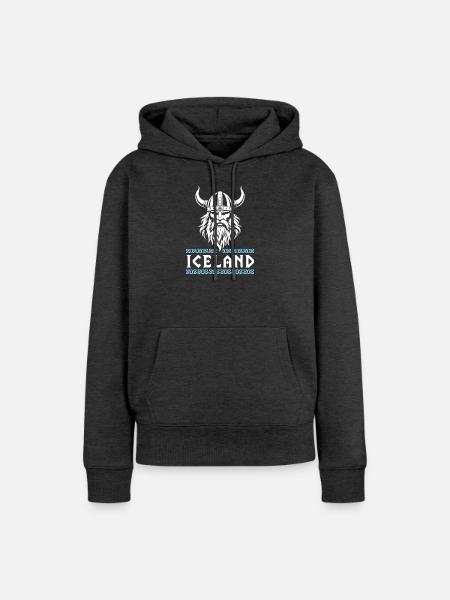 Insel-Wikinger-Nordhelm Odin-Design - Frauen Premium Bio Hoodie - Anthrazit meliert