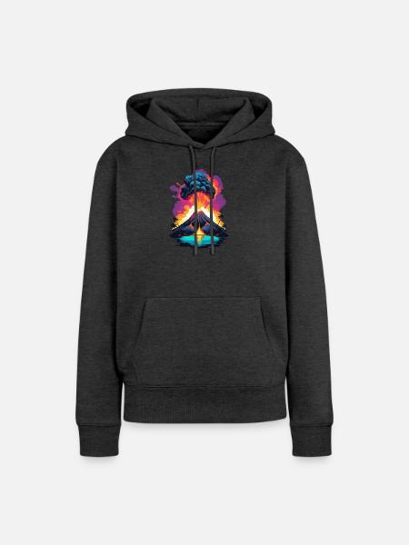 Vulkan Ausbruch - Frauen Premium Bio Hoodie - Anthrazit meliert