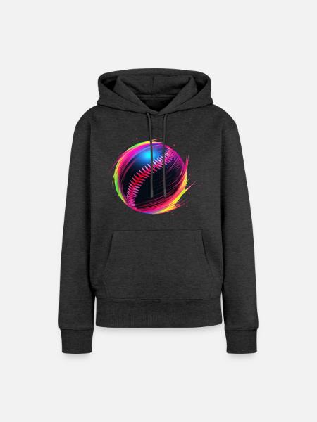 Baseball Ball Vaporwave - Frauen Premium Bio Hoodie - Anthrazit meliert
