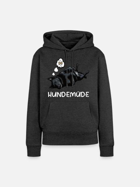Hundemüde Schwarzer Schäferhund Schäferhundhalter - Frauen Premium Bio Hoodie - Anthrazit meliert