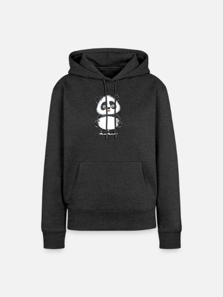 Panda Polygon - Frauen Premium Bio Hoodie - Anthrazit meliert