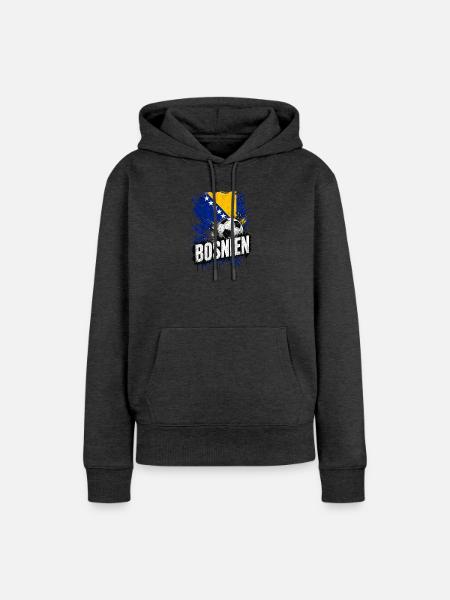 Bosnien Fußball Flagge - Frauen Premium Bio Hoodie - Anthrazit meliert