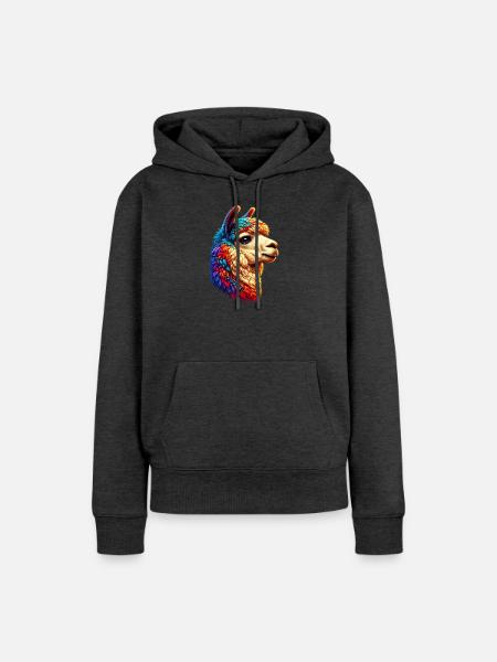 Alpaka - Frauen Premium Bio Hoodie - Anthrazit meliert