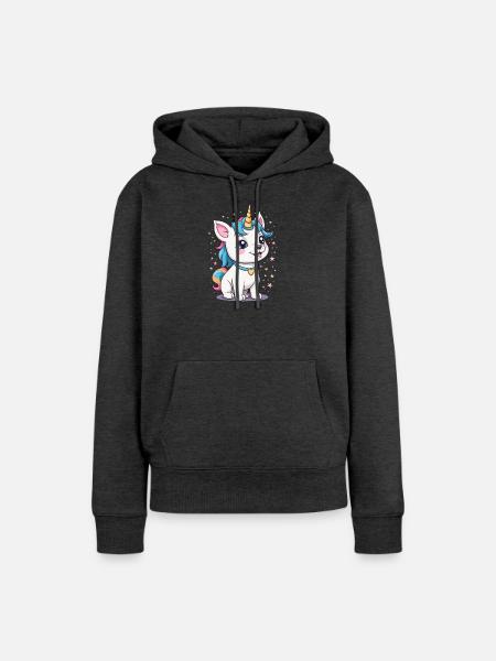 Süßer Einhorn Hund - Frauen Premium Bio Hoodie - Anthrazit meliert