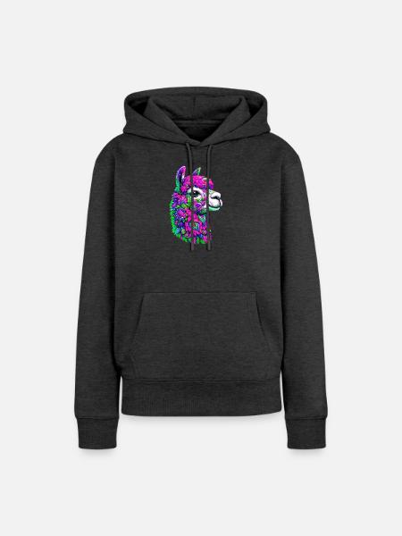 Alpaka - Frauen Premium Bio Hoodie - Anthrazit meliert