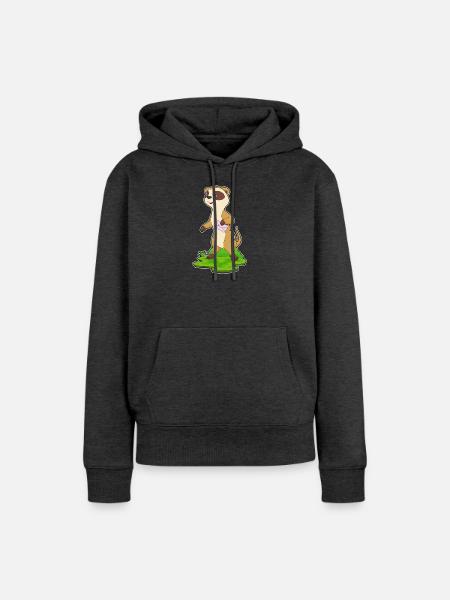 Erdmännchen Brief - Frauen Premium Bio Hoodie - Anthrazit meliert