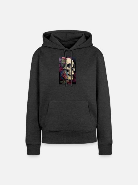 Beautiful fantasy Skull - Frauen Premium Bio Hoodie - Anthrazit meliert
