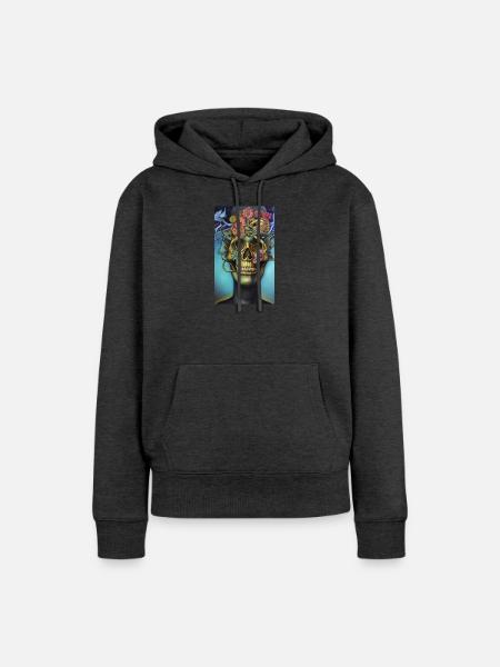 Beautiful fantasy Skull - Frauen Premium Bio Hoodie - Anthrazit meliert