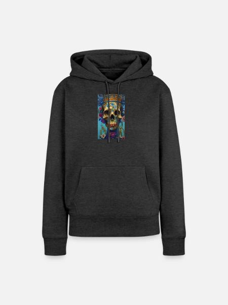 Beautiful fantasy Skull - Frauen Premium Bio Hoodie - Anthrazit meliert