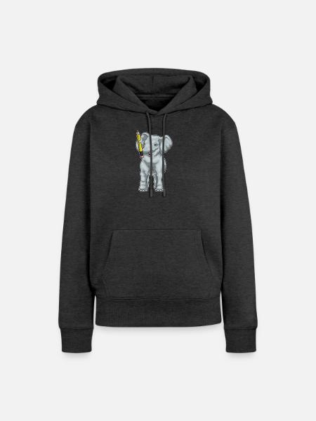Elefant Schüler Bleistift Schule - Frauen Premium Bio Hoodie - Anthrazit meliert