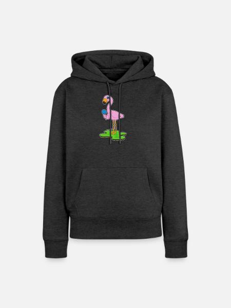Flamingo Lutscher - Frauen Premium Bio Hoodie - Anthrazit meliert