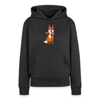 Fox Fusil de chasse - Sweat à capuche Premium bio Femme - anthracite chiné - Devant - Selfina (174cm)