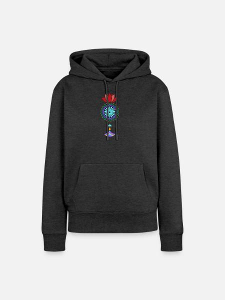 Blühender Mandala Hänger - Frauen Premium Bio Hoodie - Anthrazit meliert
