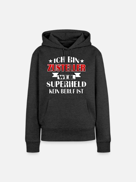 Zusteller - Superheld - Frauen Premium Bio Hoodie - Anthrazit meliert