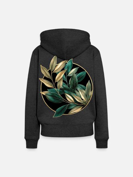 Elegante Pflanzen - Frauen Premium Bio Hoodie - Anthrazit meliert
