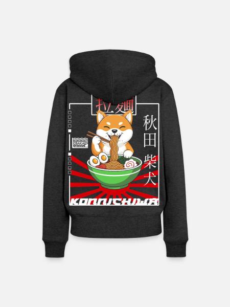 Japan Design Akita - Ramen - Frauen Premium Bio Hoodie - Anthrazit meliert