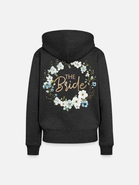 The Bride Weiss Blau Blumenkranz - Frauen Premium Bio Hoodie - Anthrazit meliert
