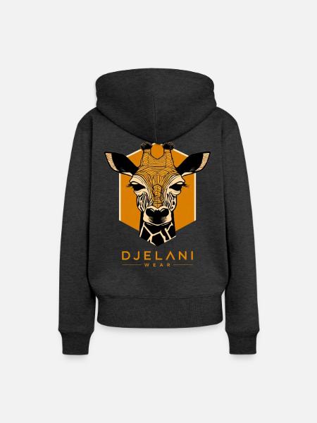 Geometrische Giraffe in Ocker - Frauen Premium Bio Hoodie - Anthrazit meliert