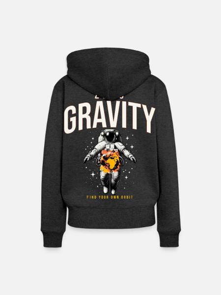 Zero Gravity Astronaut Erde Weltraum - Frauen Premium Bio Hoodie - Anthrazit meliert
