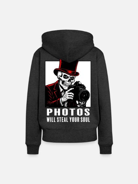 photos_steal_soul_white - Frauen Premium Bio Hoodie - Anthrazit meliert