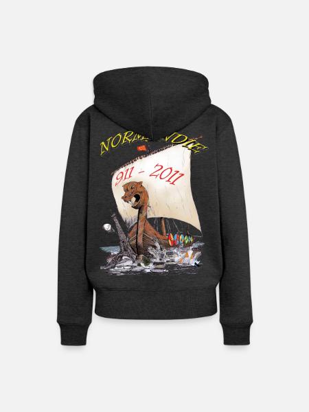 NORMANDIE COPYRIGHT LOUIS RUNEMBERG - Frauen Premium Bio Hoodie - Anthrazit meliert