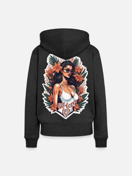 Mein bestes Leben - Frauen Premium Bio Hoodie - Anthrazit meliert