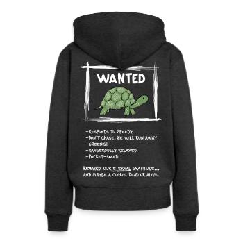 Wanted Turtle – Design drôle d’animal western - Sweat à capuche Premium bio Femme - anthracite chiné - Dos - Selfina (174cm)