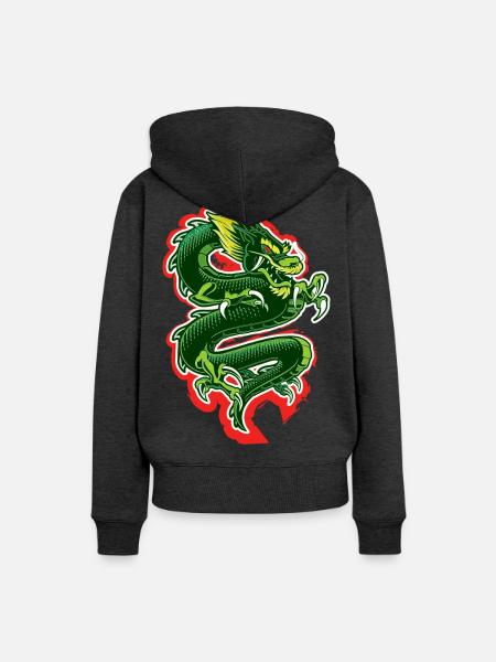Drachen - Frauen Premium Bio Hoodie - Anthrazit meliert