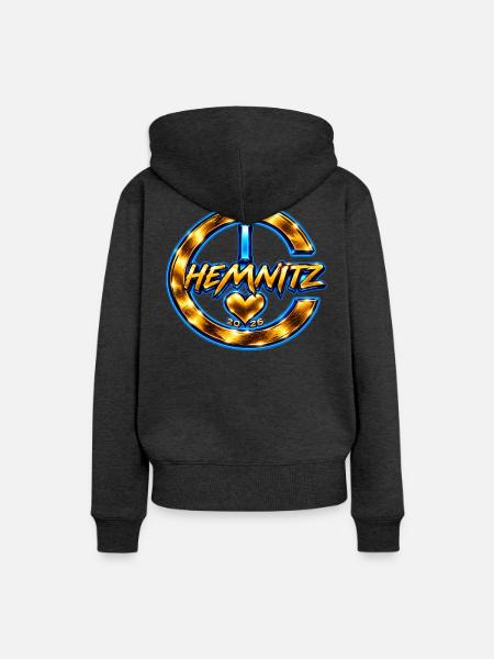 Chemnitz-Heart - Frauen Premium Bio Hoodie - Anthrazit meliert
