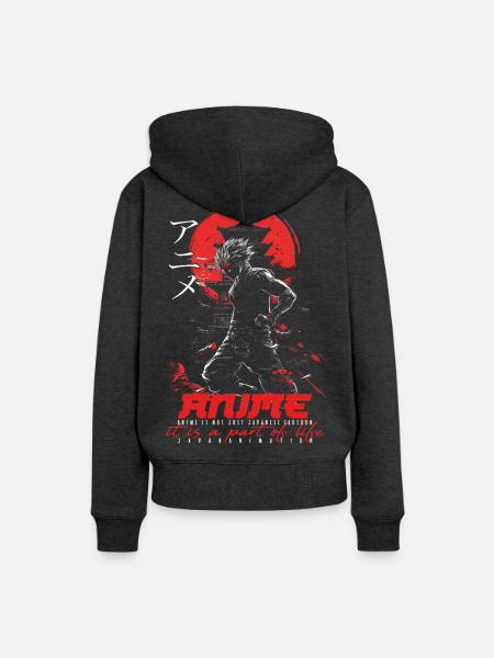 Anime for life - Animekarakter - Frauen Premium Bio Hoodie - Anthrazit meliert