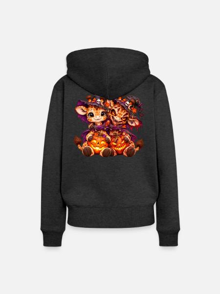 Giraffe Gir'Halloween-Kuschel (Yin-Yang) - Frauen Premium Bio Hoodie - Anthrazit meliert