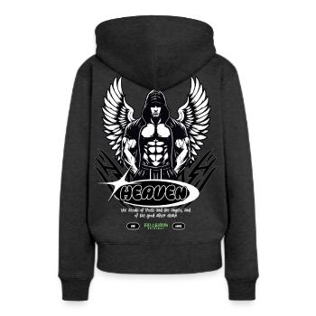 Heaven's Guardian Engel - Streetwear Graphic - Frauen Premium Bio Hoodie - Anthrazit meliert - Hinten - Selfina (174cm)