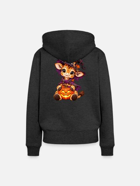Gir'Halloween süße Giraffe - Frauen Premium Bio Hoodie - Anthrazit meliert