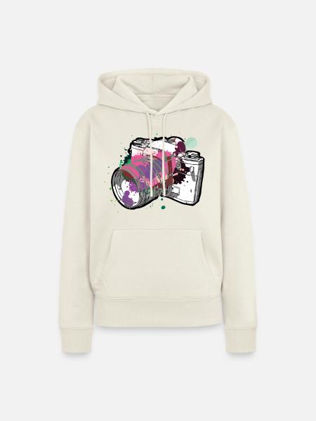 Farb-Splash-Kamera - Frauen Premium Bio Hoodie - Naturweiß