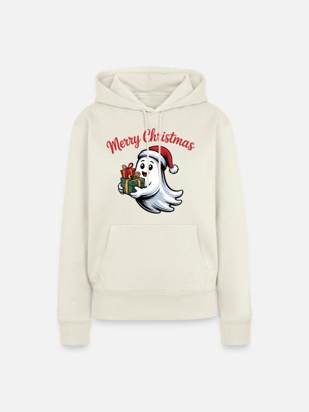 Weihnachtsgeist mit Geschenken - Frauen Premium Bio Hoodie - Naturweiß