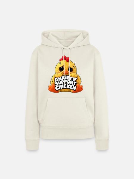 Angsthilfe Huhn Motiv - Frauen Premium Bio Hoodie - Naturweiß