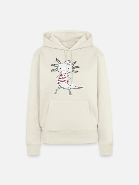 Axolotl Seemann - Frauen Premium Bio Hoodie - Naturweiß