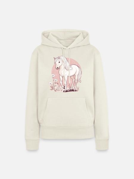 Pferd - Frauen Premium Bio Hoodie - Naturweiß