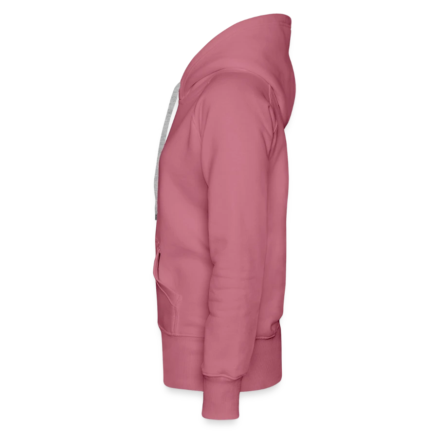 Moon Bay badge on a women’s premium organic hoodie, mauve, left