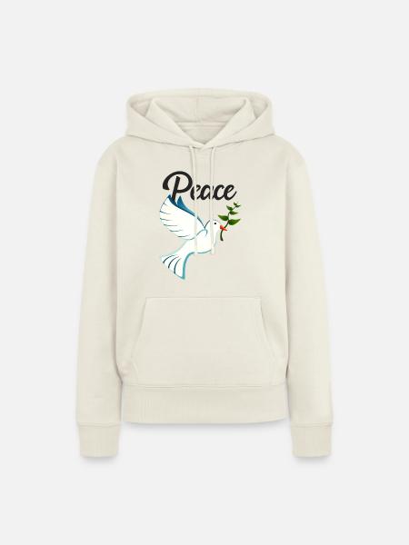 PEACE Friedenstaube - Frauen Premium Bio Hoodie - Naturweiß