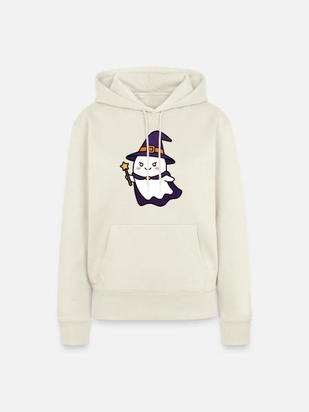 Hexengeist-Zauberstab Halloween - Frauen Premium Bio Hoodie - Naturweiß