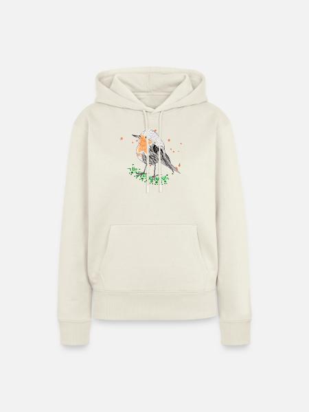 Rotkehlchen - Frauen Premium Bio Hoodie - Naturweiß