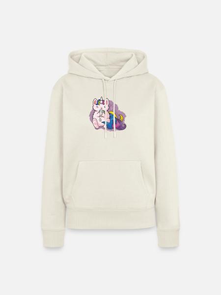 Kitty Katacorn Teatime - Frauen Premium Bio Hoodie - Naturweiß