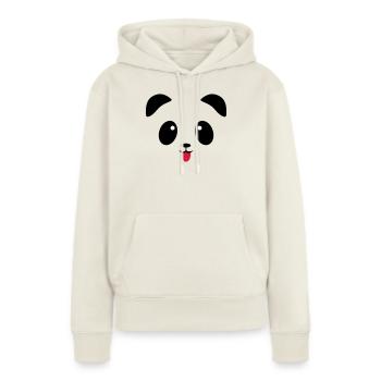 Langue de visage de panda - Sweat à capuche Premium bio Femme - blanc cassé - Devant - Selfina (174cm)