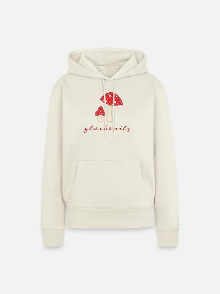 Glückspilz Rotpilz Duo - Frauen Premium Bio Hoodie - Naturweiß