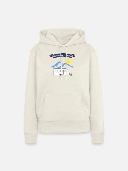 caravan is calling - Frauen Premium Bio Hoodie - Naturweiß
