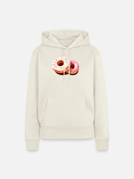Bunter Donut-Print auf Freizeitkleidung - Frauen Premium Bio Hoodie - Naturweiß