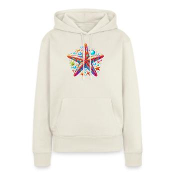 Étoile de mer - Sweat à capuche Premium bio Femme - blanc cassé - Devant - Selfina (174cm)