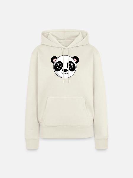 Panda Kopf - Frauen Premium Bio Hoodie - Naturweiß