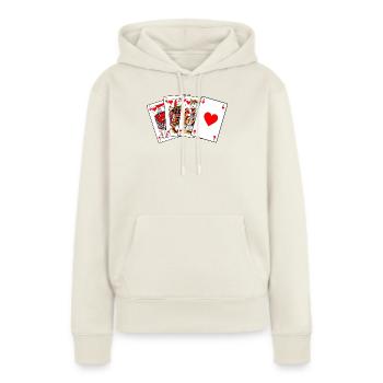 Valet Dame Roi As - Sweat à capuche Premium bio Femme - blanc cassé - Devant - Selfina (174cm)